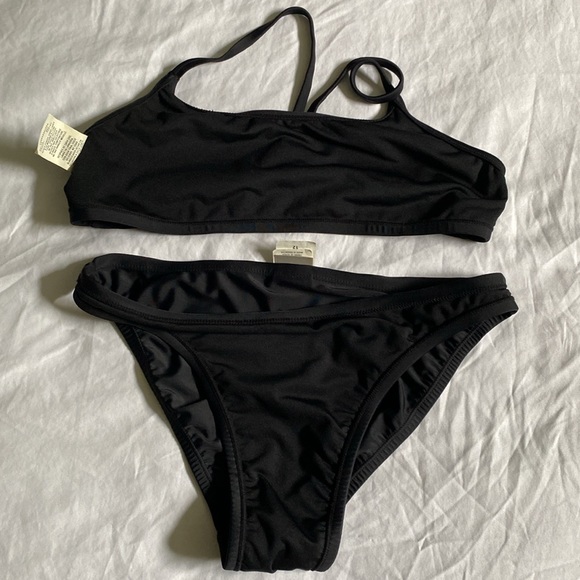 Nike Core Solids Sport 2-Piece size 12 racer back bikini top swimsuit set black - Picture 8 of 13